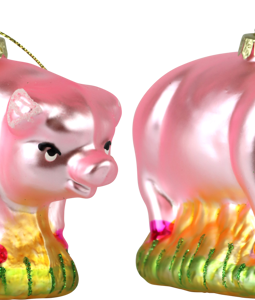 5252 GLASS ORNAMENTS PINK PIGS S/4